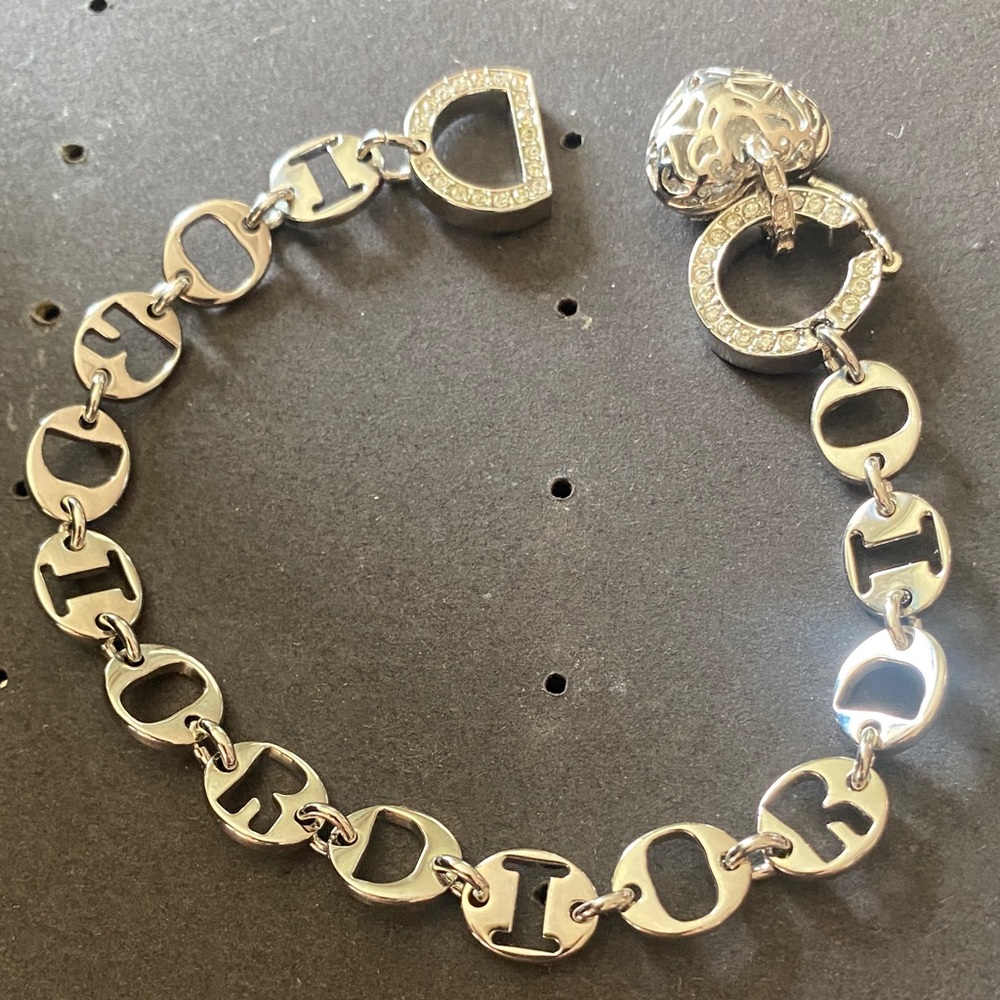 Dior Silver-Tone Crystal 'CD' Link Charm Bracelet - Picture 6 of 6